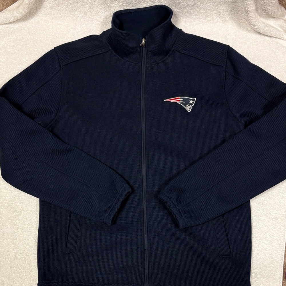 NFL New England Patriots Full Zip Waffle Knit Fleece Lined Jacket Adult med